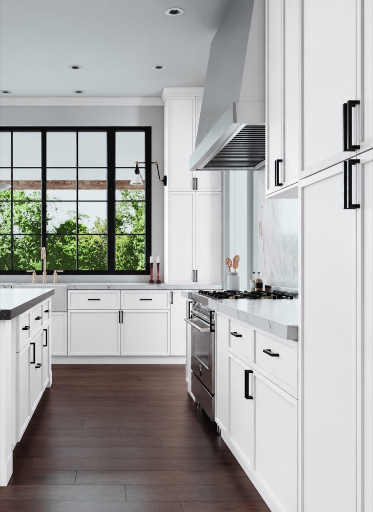 Conceptual kitchen visualization featuring Petit White